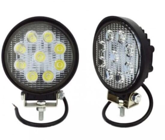 Set 2 proiectoare LED BAR, OFF ROAD, rotund, 9 LED, 27 W, 11 cm